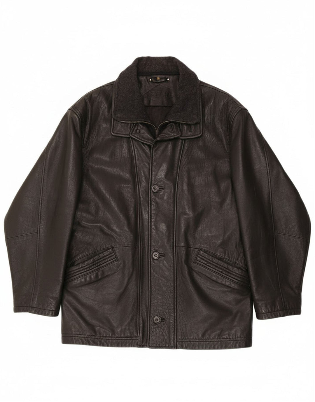 Męska kurtka skórzana traper EU 52 XL, czarna skóra