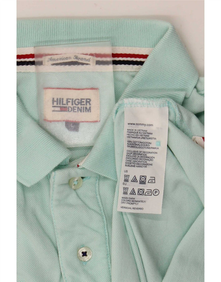 Męska koszulka polo Tommy Hilfiger, duża, turkusowa, bawełniana