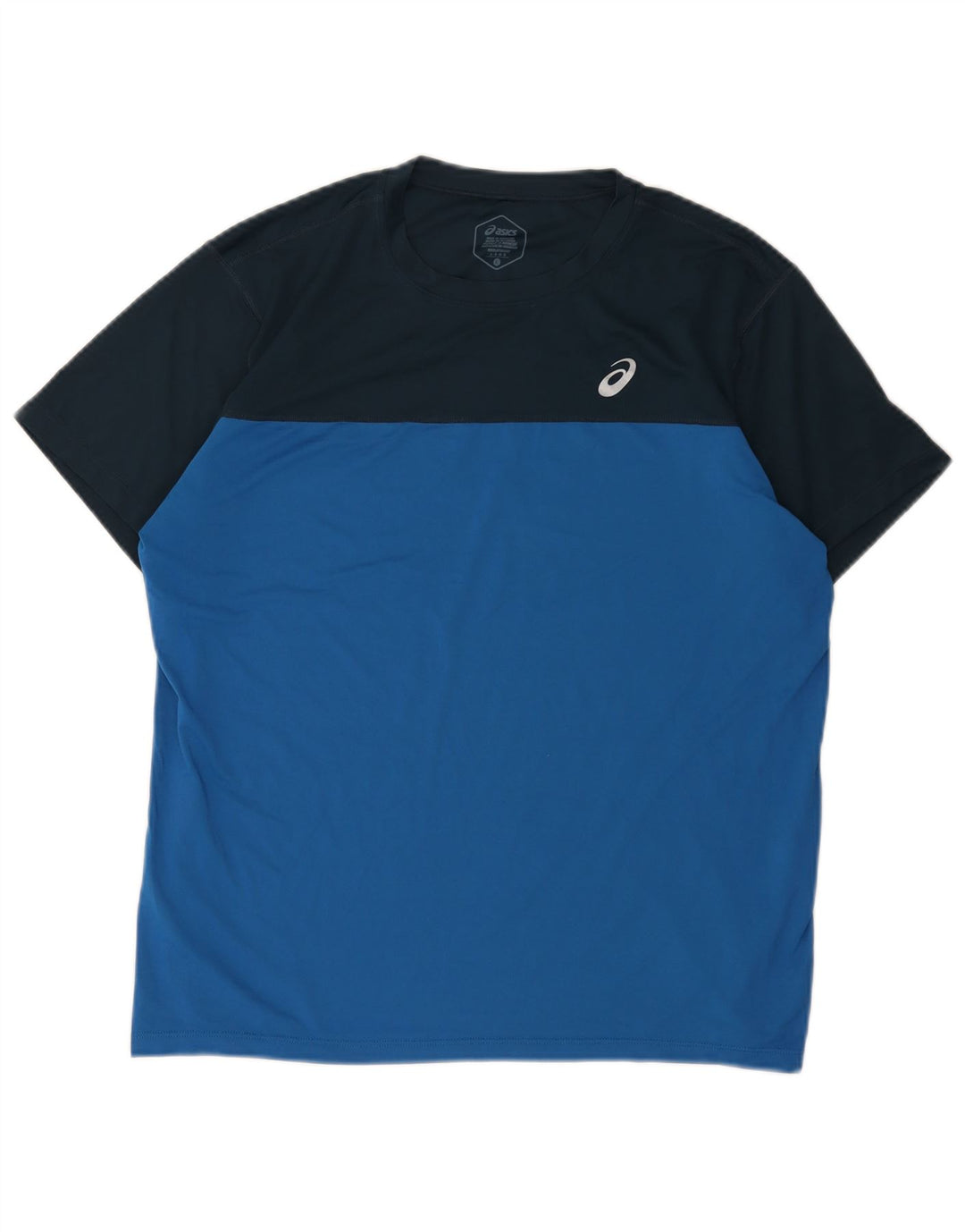 Męski T-shirt Asics, duży, niebieski, poliestrowy blok kolorów
