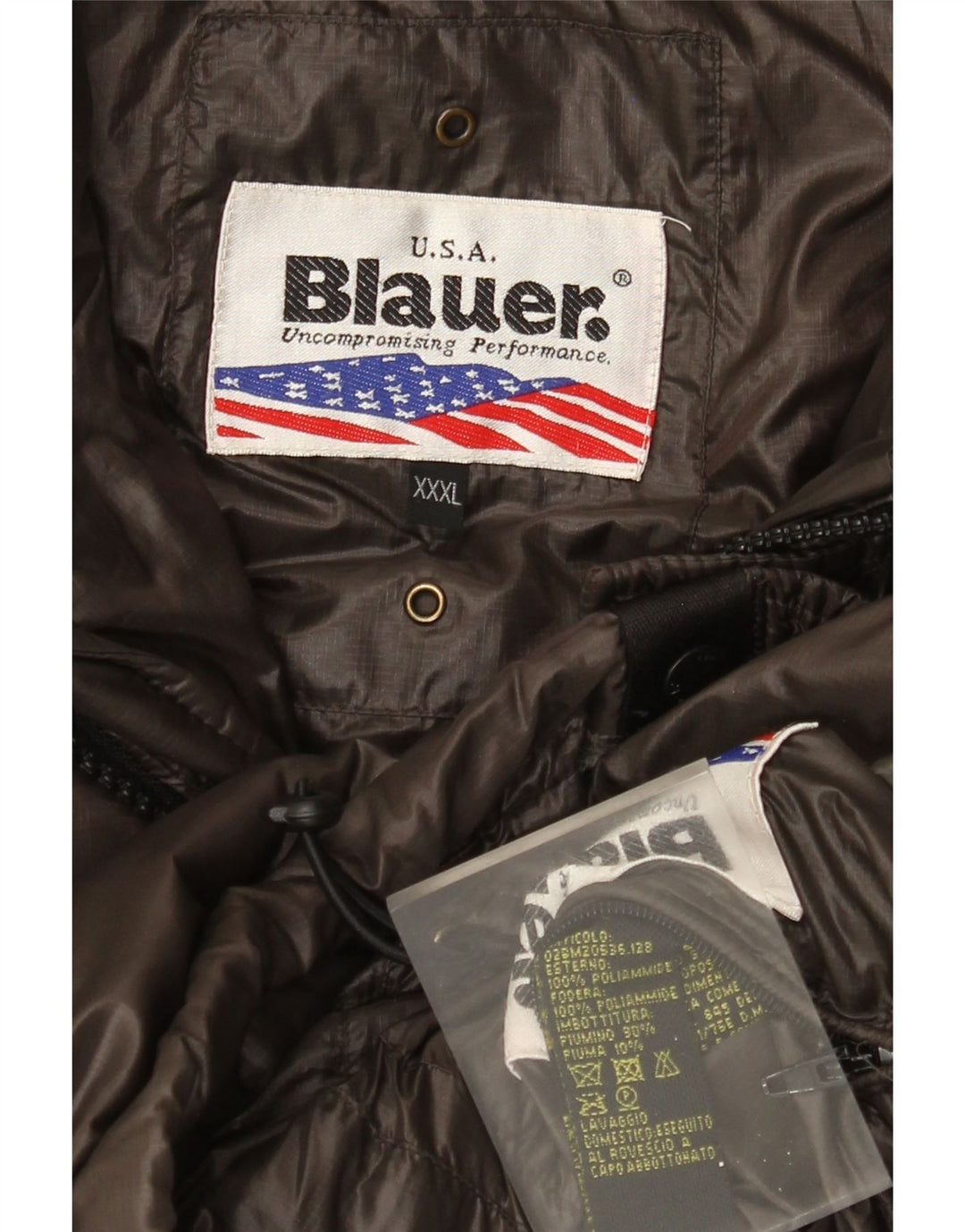 Męska ocieplana kurtka z kapturem Blauer UK 46 3XL Brązowa Poliamid