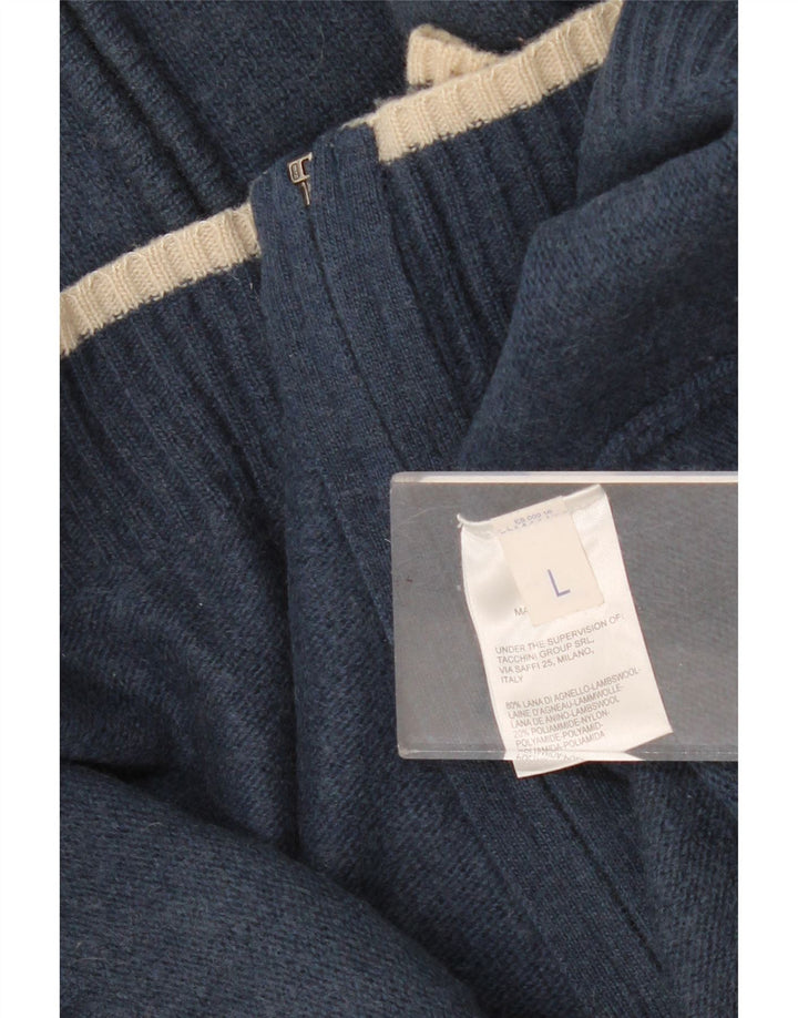 Damski sweter rozpinany Sergio Tacchini UK 16, duży, granatowy, z owczej wełny