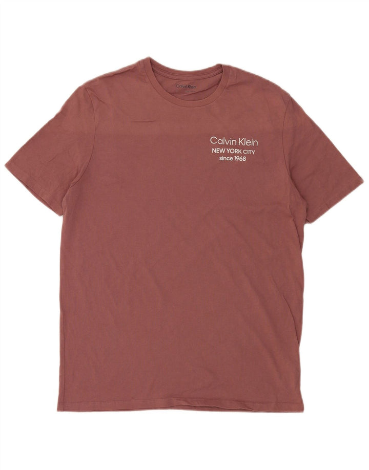 T-shirt męski Calvin Klein, bawełniany, średnio brązowy