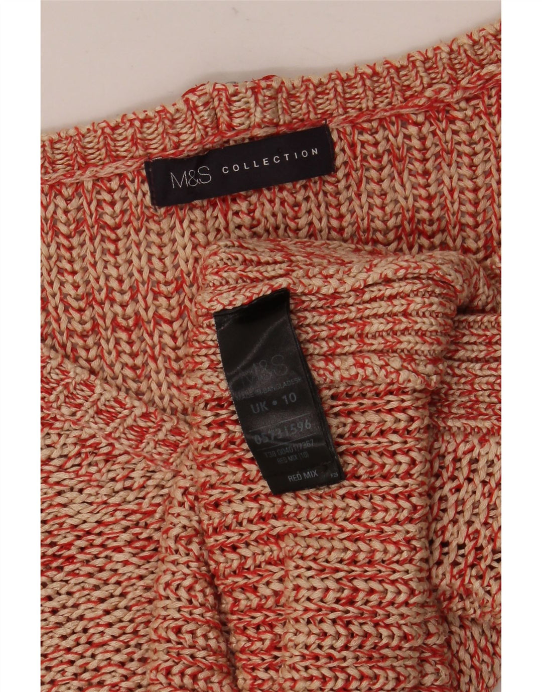 Marks & Spencer Damski sweter z dekoltem w kształcie litery V, UK 10, mały, czerwony, nakrapiany