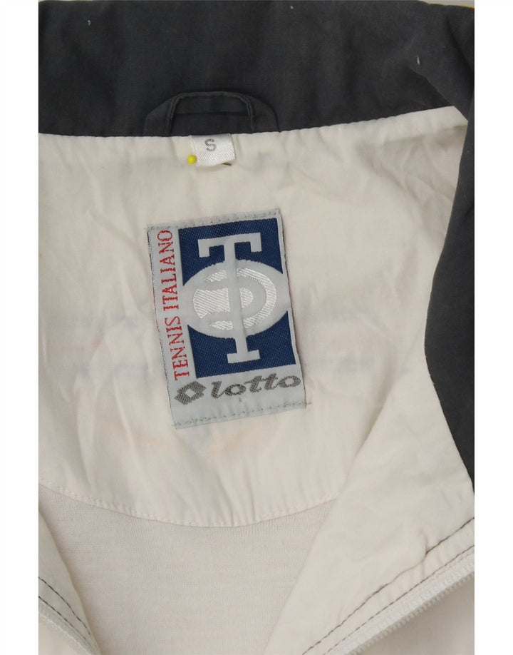 Męska kurtka dresowa LOTTO o luźnym kroju z grafiką, mała, biała, z blokami kolorów