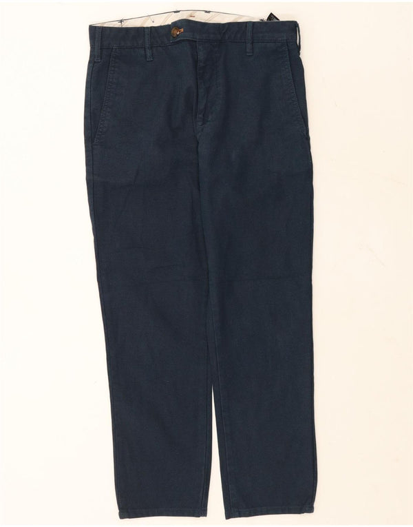 Zara Mens Straight Suit Trousers EU 38 Small W30 L26 Navy Blue Cotton