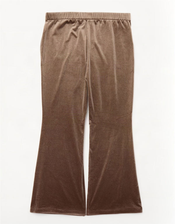 Damskie spodnie dresowe Zara Flare welurowe UK 20 2XL Brązowy poliester