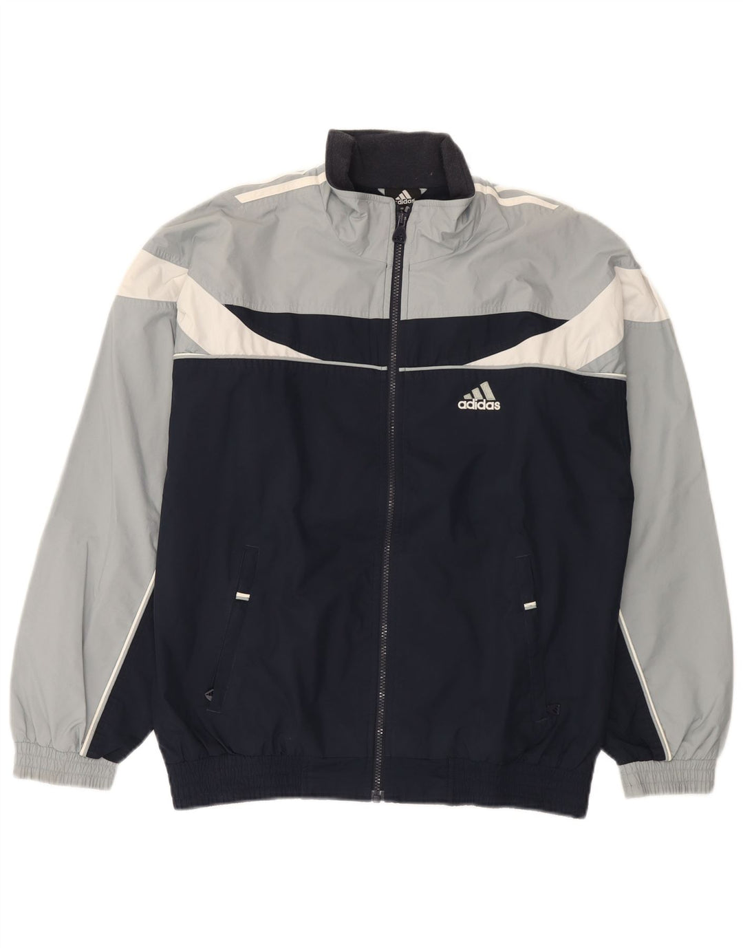 Adidas Męska kurtka dresowa UK 36/38 Mały czarny poliester z blokami kolorów