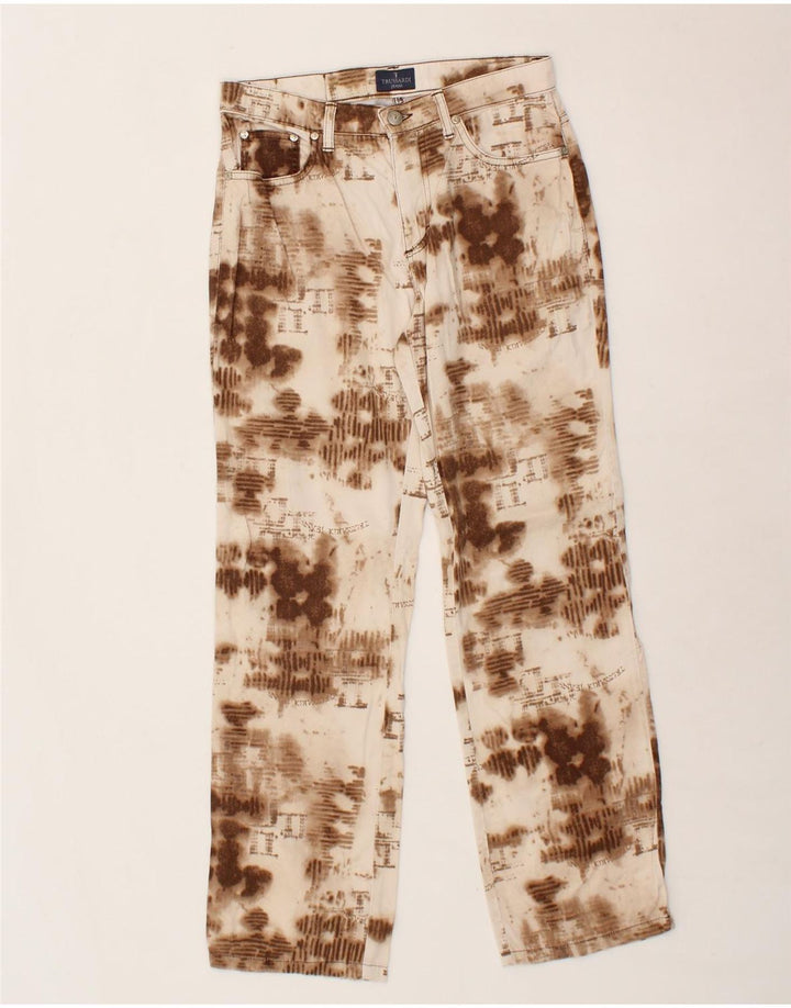 TRUSSARDI Womens Abstract Pattern Straight Casual Trousers W26 L28  Brown Vintage Trussardi and Second-Hand Trussardi from Messina Hembry 