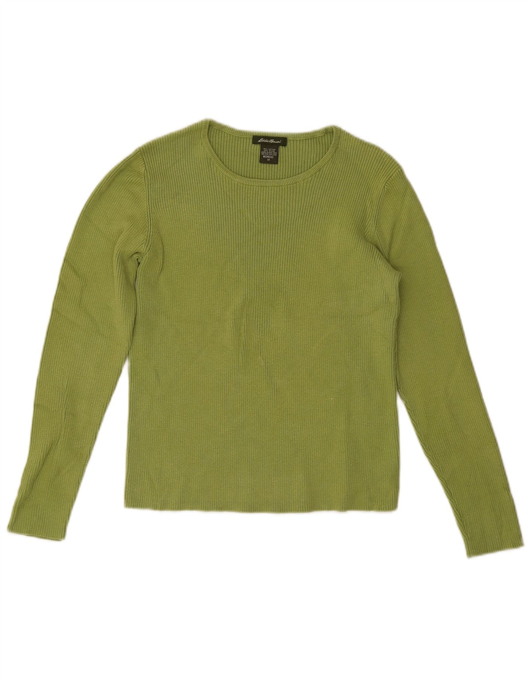 Damski krótki top Eddie Bauer z długim rękawem, UK 12, średnia zielona bawełna