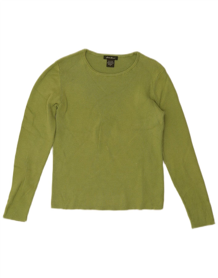 Damski krótki top Eddie Bauer z długim rękawem, UK 12, średnia zielona bawełna
