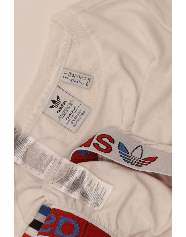 Damska koszulka Adidas Prime Blue Crop Graphic Top UK 10 Small White