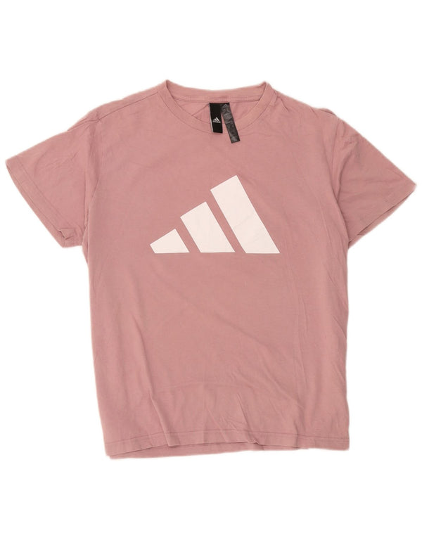 Damska koszulka graficzna Adidas Top UK 12/14 Średni różowy bawełniany