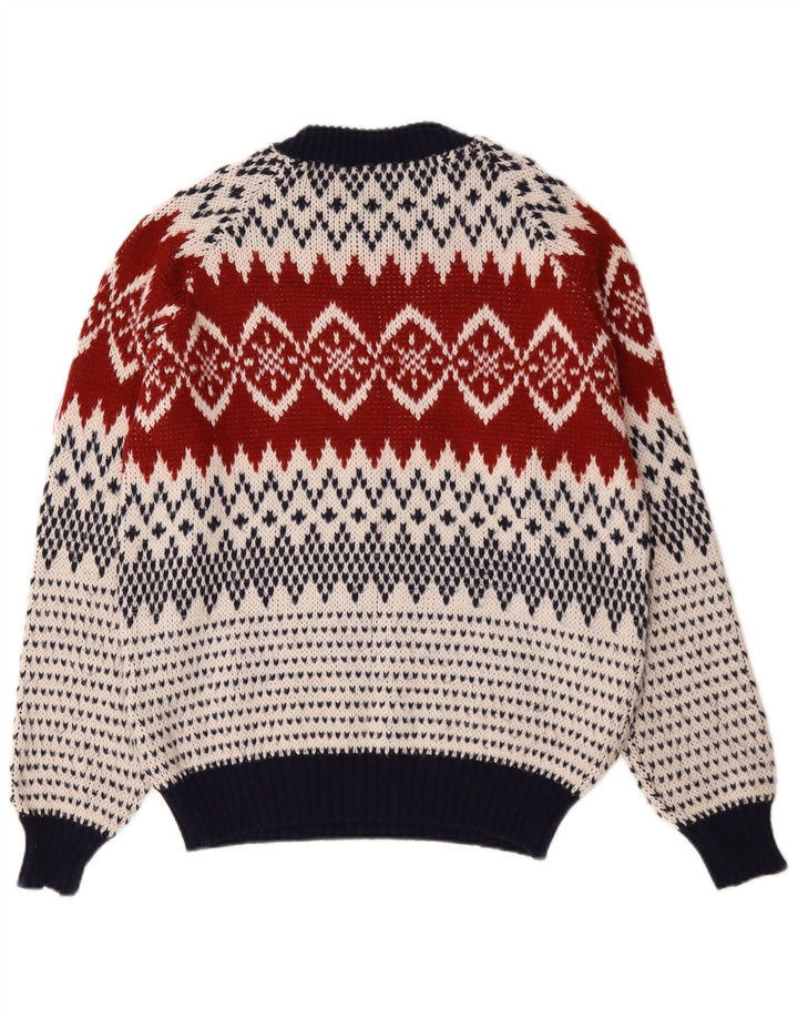 Vintage męski sweter z okrągłym dekoltem, duży, wielobarwny Fair Isle