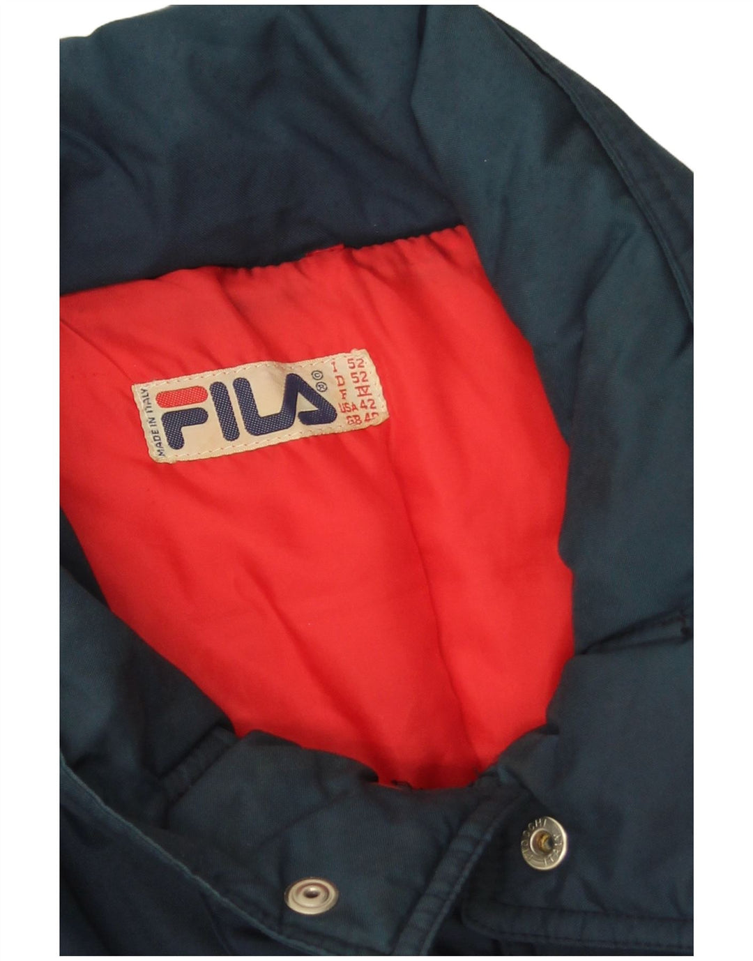 Męska ocieplana kurtka Fila IT 52 XL, granatowa, z blokami kolorów, poliamid