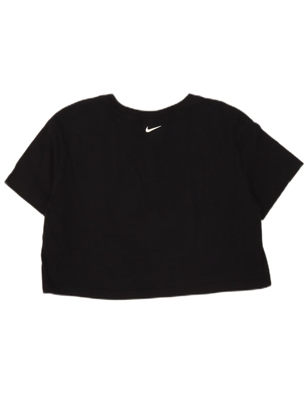 Damski T-shirt Nike o krótkim kroju, UK 14, średni czarny, bawełniany