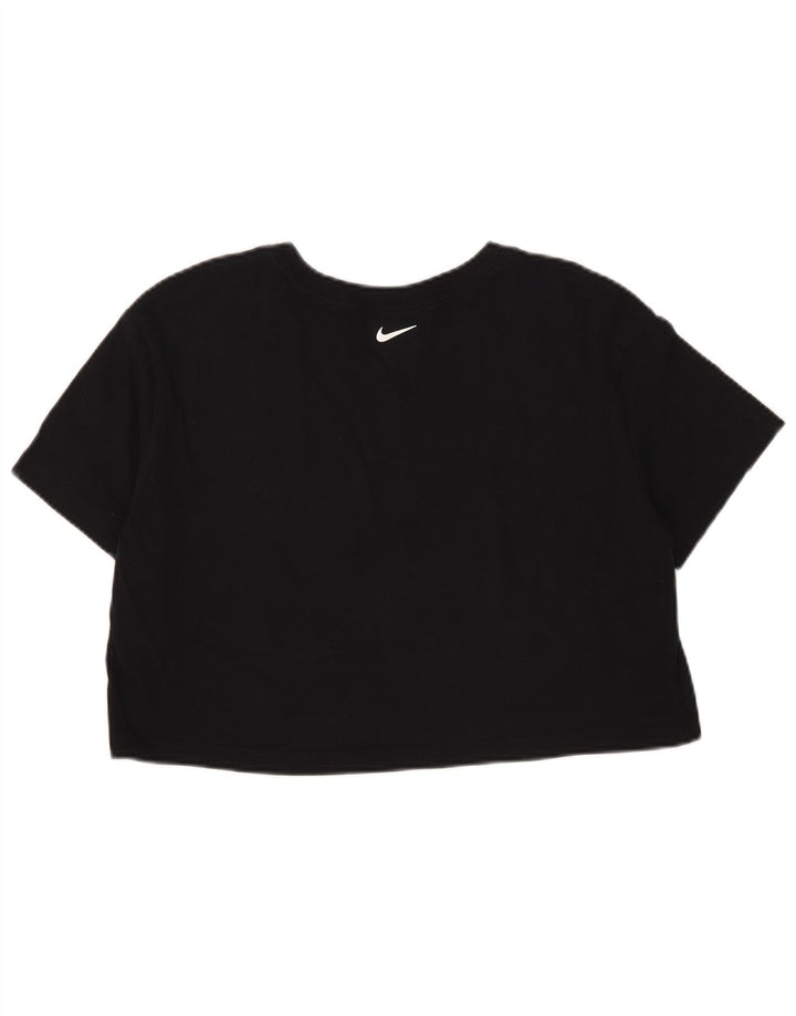Damski T-shirt Nike o krótkim kroju, UK 14, średni czarny, bawełniany