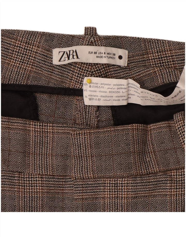 Spodnie damskie Zara Slim Chino EU 38 Small W28 L27 Szara krata poliester