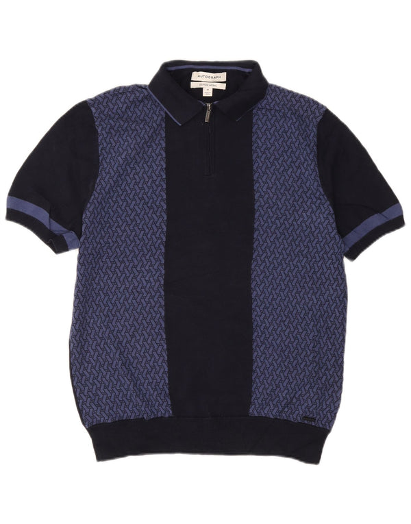 Marks & Spencer Męski sweter polo z autografem, średni granatowy