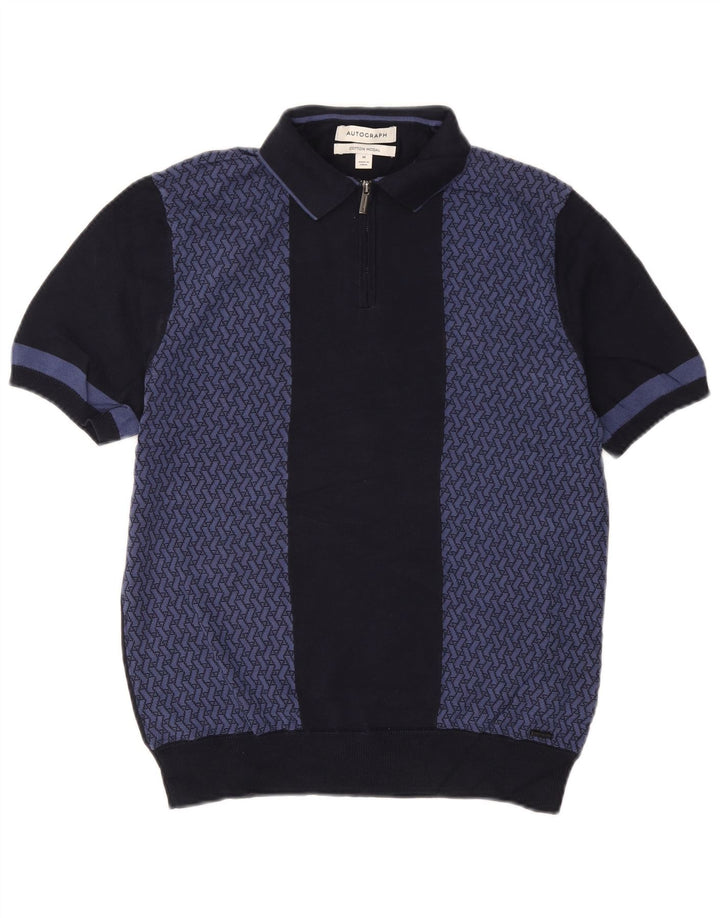 Marks & Spencer Męski sweter polo z autografem, średni granatowy