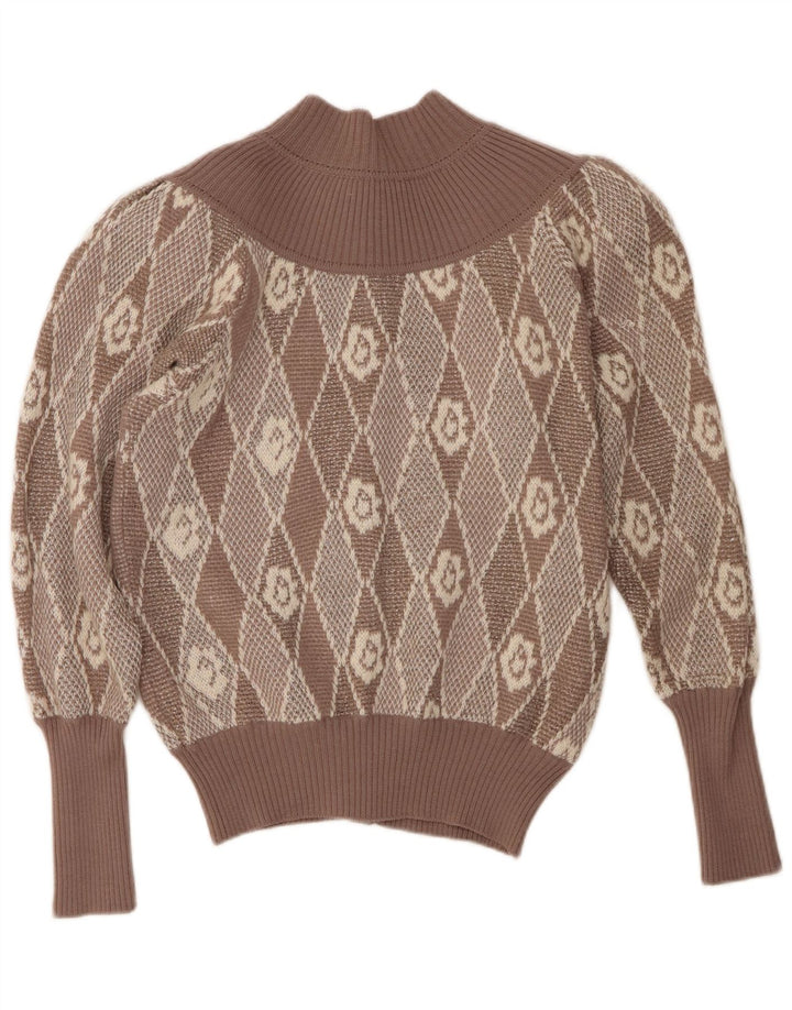 Sweter damski Carella Crop Cardigan UK 14 Medium Beige Argyle/Diamentowa wełna