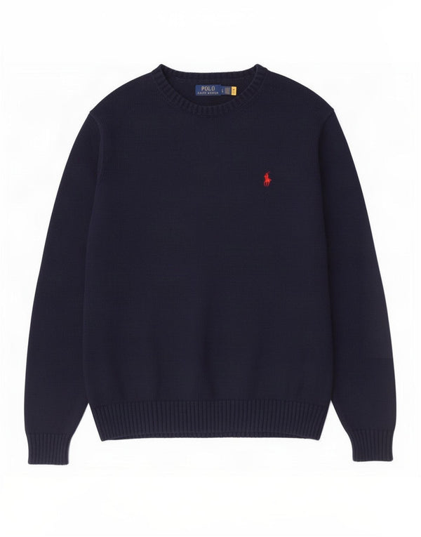 Polo Ralph Lauren Męski sweter z dekoltem w łódkę, duży, granatowy, bawełniany
