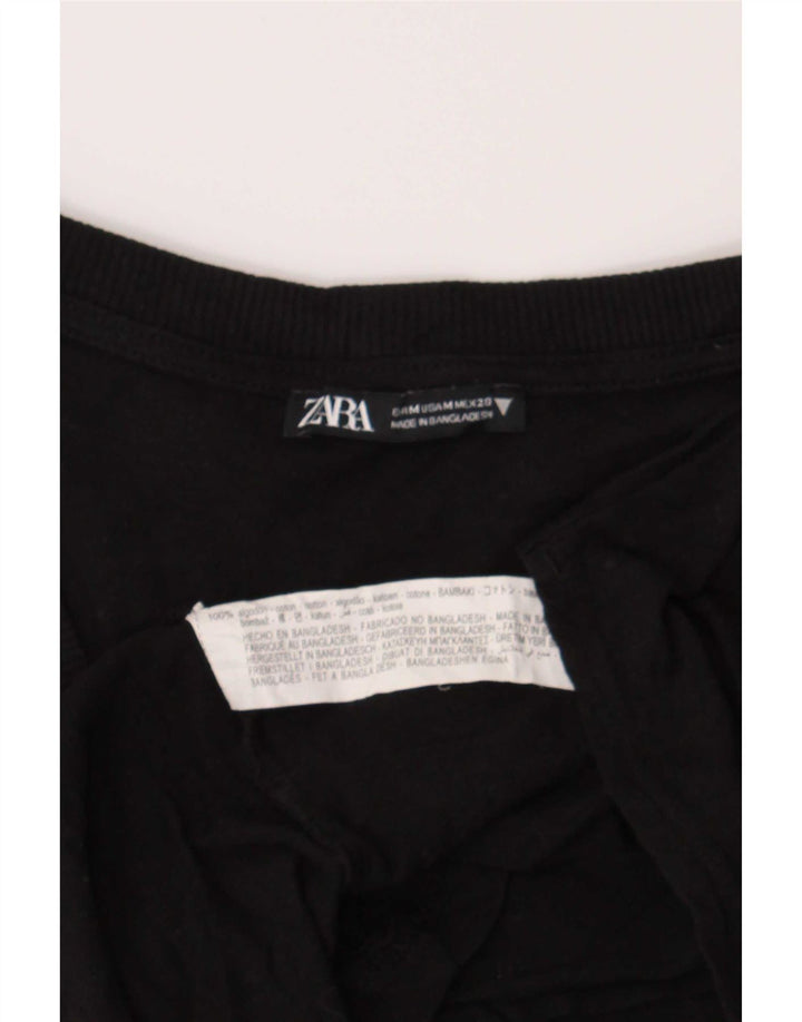T-shirt damski Zara Top UK 14, średni czarny, bawełniany