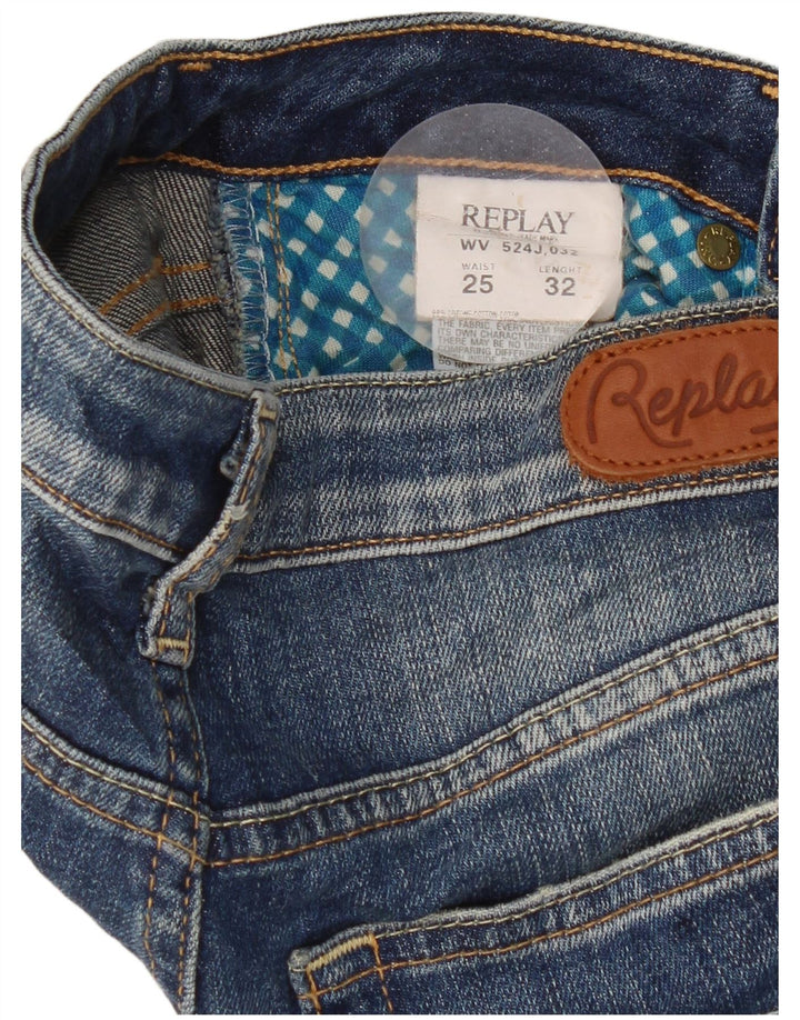 Jeansy damskie Replay Slim Bootcut W25 L32 Niebieskie bawełniane