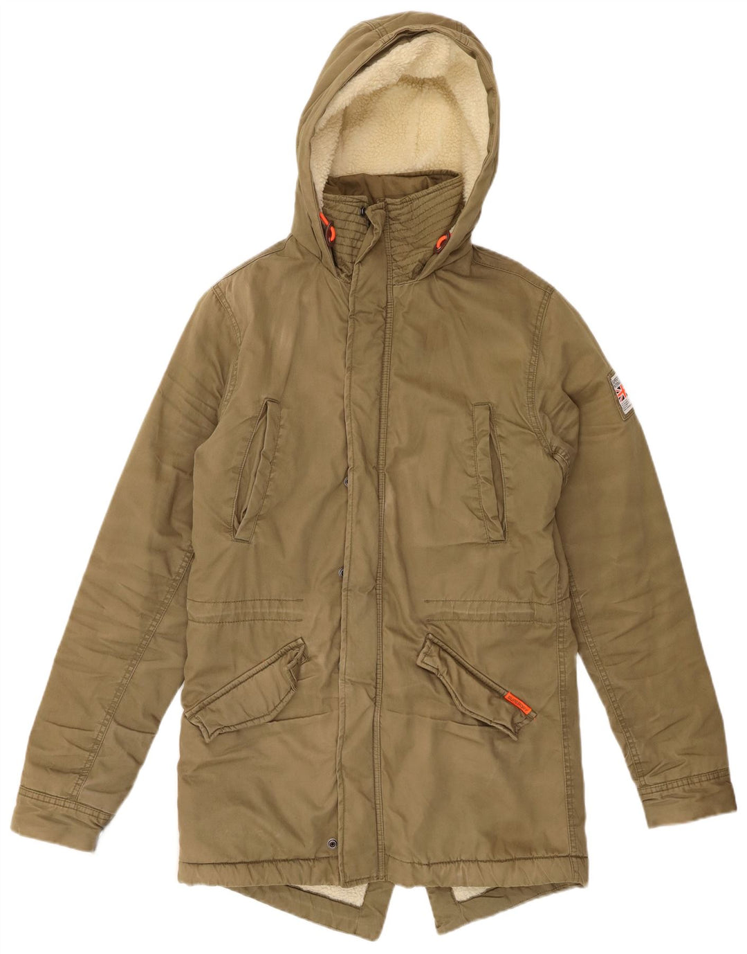 SUPERDRY Męska kurtka Sherpa Parka z kapturem The Rookie UK 36 Small Khaki