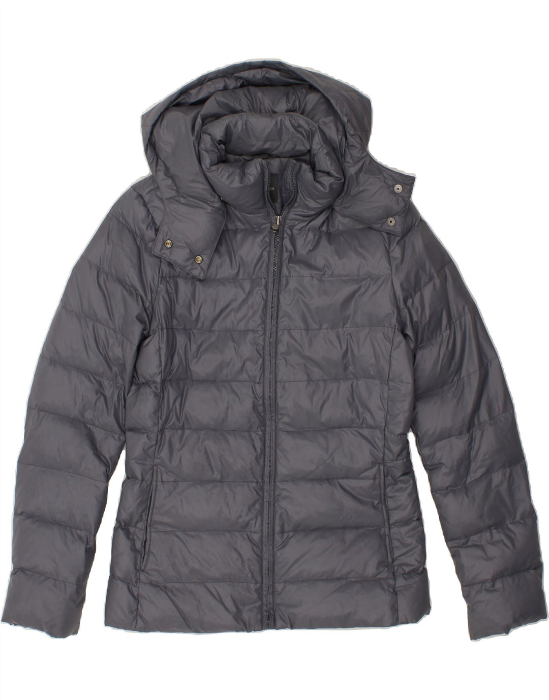 BENETTON Womens Hooded Padded Jacket UK 10 Small Grey Vintage Benetton and Second-Hand Benetton from Messina Hembry 