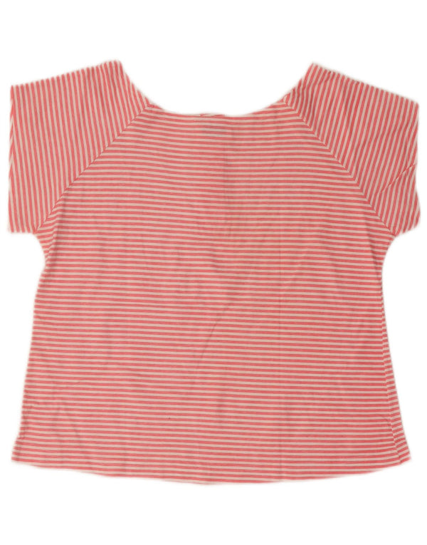 Vintage Womens T-Shirt Top UK 10 Small Pink Striped Cotton