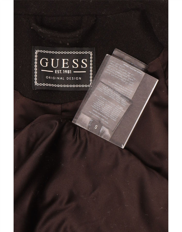 Guess Damski płaszcz oversize z podwójnymi piersiami UK 10, mały, czarny poliester