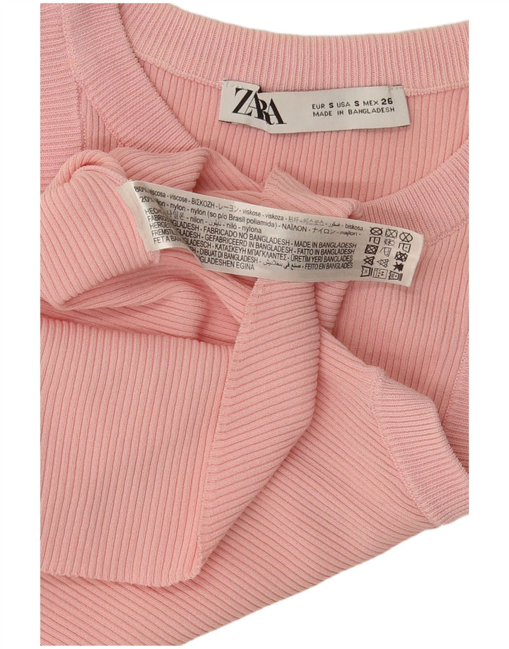 ZARA Womens Vest Tank Top UK 8 Small Pink Viscose