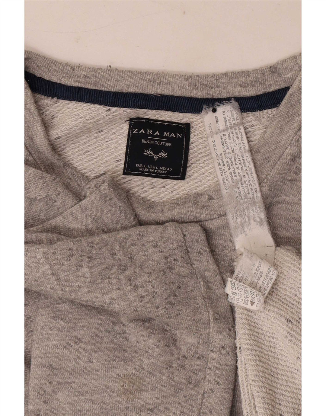 Męski sweter Zara, duży, szary, nakrapiany poliester