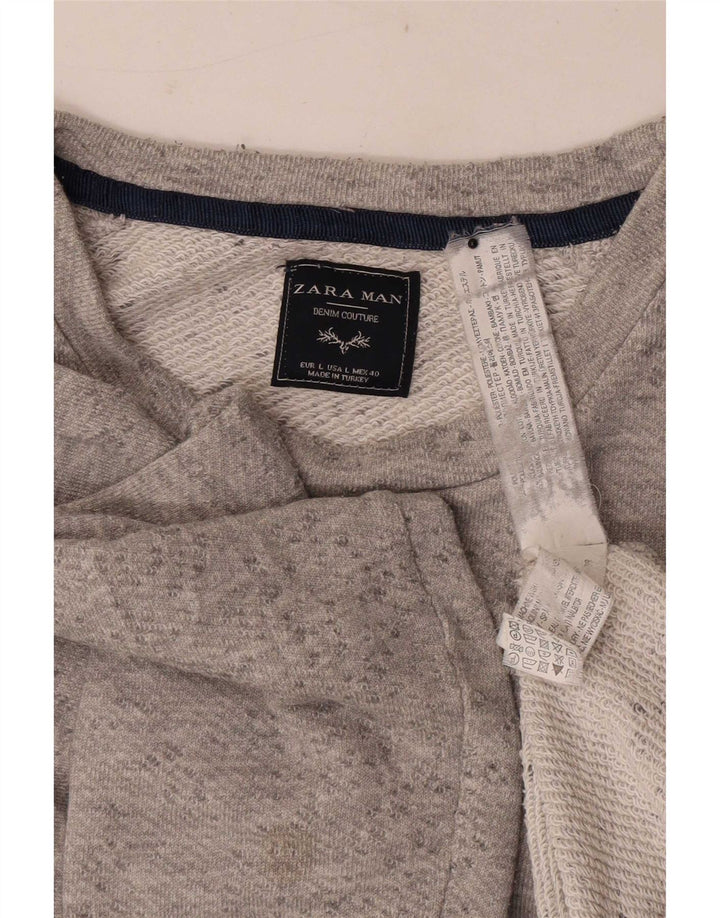 Męski sweter Zara, duży, szary, nakrapiany poliester