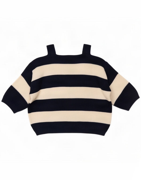 Marks & Spencer Damski sweter z rękawem 3/4 i dekoltem w łódkę, UK 16, duży granatowy