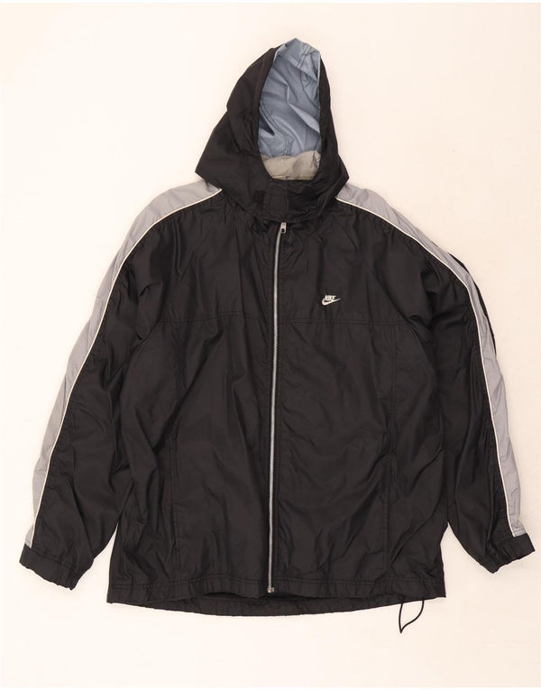 Męska kurtka przeciwdeszczowa z kapturem Nike UK 45/47 XL Czarny nylon z blokami kolorów