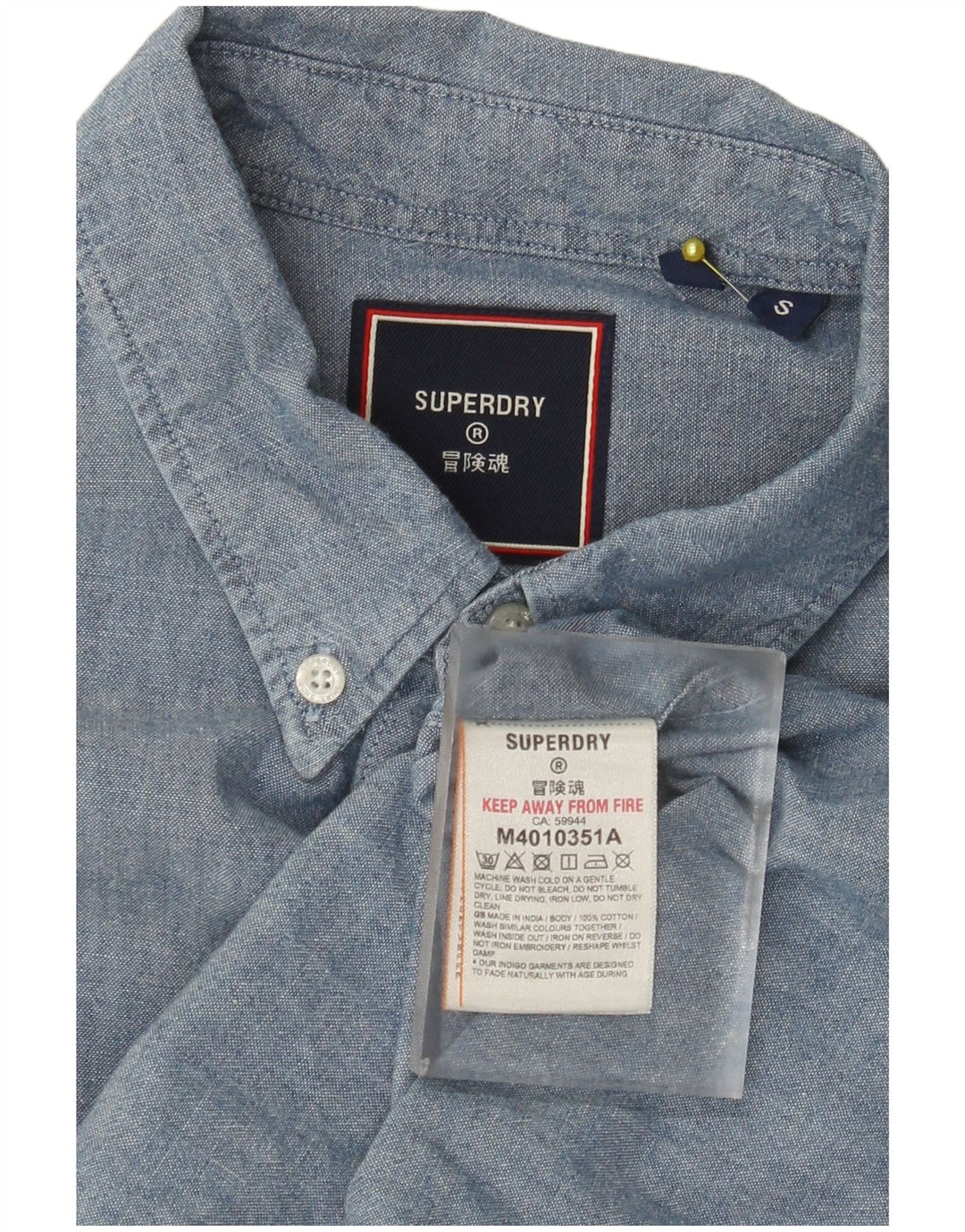 Męska koszula z krótkim rękawem Superdry, mała, niebieska, bawełniana