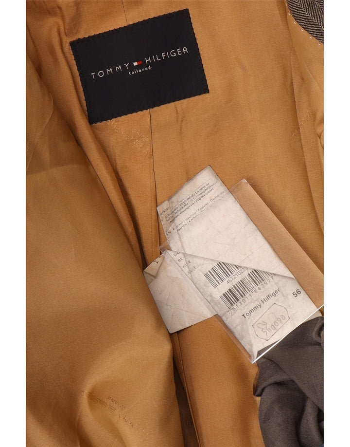 Tommy Hilfiger Męska marynarka zapinana na 2 guziki IT 56 3XL Szara wełna w jodełkę