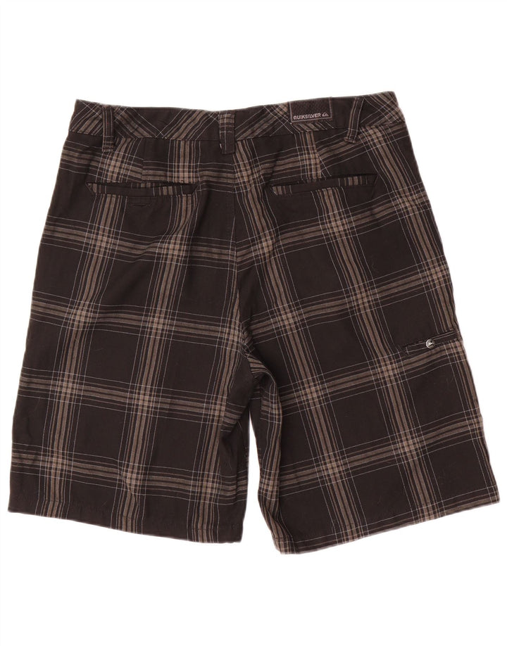 Męskie spodenki chino Quiksilver W34, duże, czarne, poliestrowe w kratę