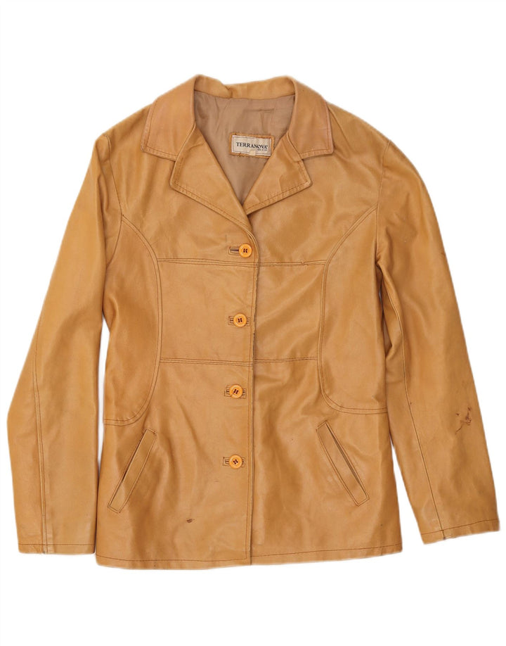 Damska marynarka skórzana Terranova z 4 guzikami, UK 10, mała, beżowa