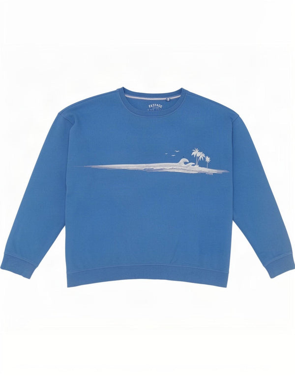 Damska bluza z grafiką Fat Face Oversize, UK 18 XL, niebieska bawełna