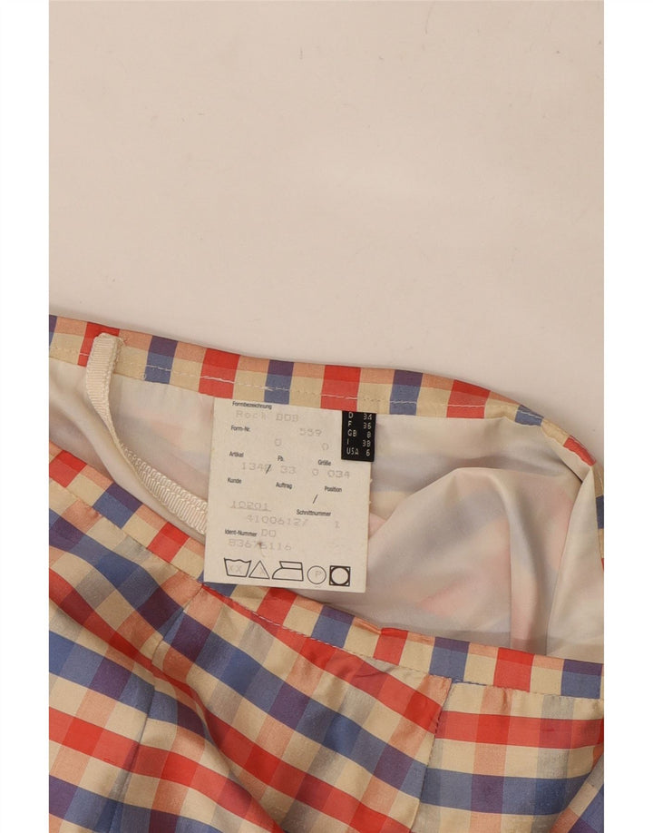 Damska spódnica ołówkowa VINTAGE UK 8 Small W26 Wielobarwna jedwabna krata