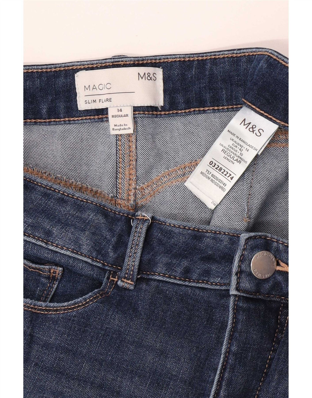 Marks & Spencer Damskie Magic Slim Flared Jeans UK 14 Large W30 L30 Niebieski