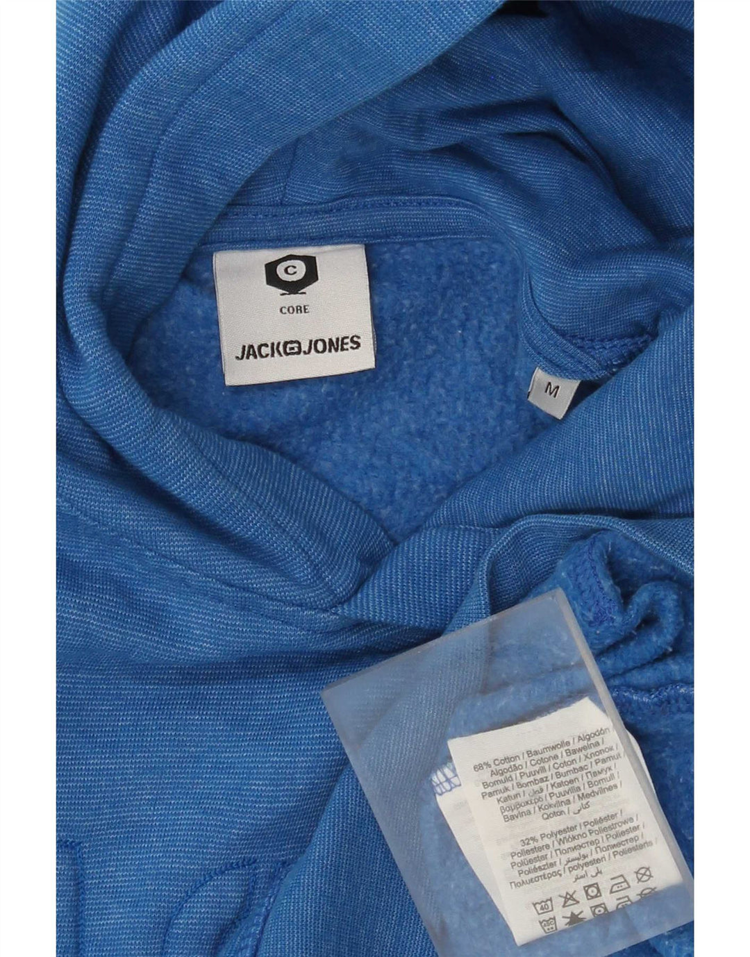 Męski sweter z kapturem i grafiką Jack & Jones, średnioniebieski, bawełniany