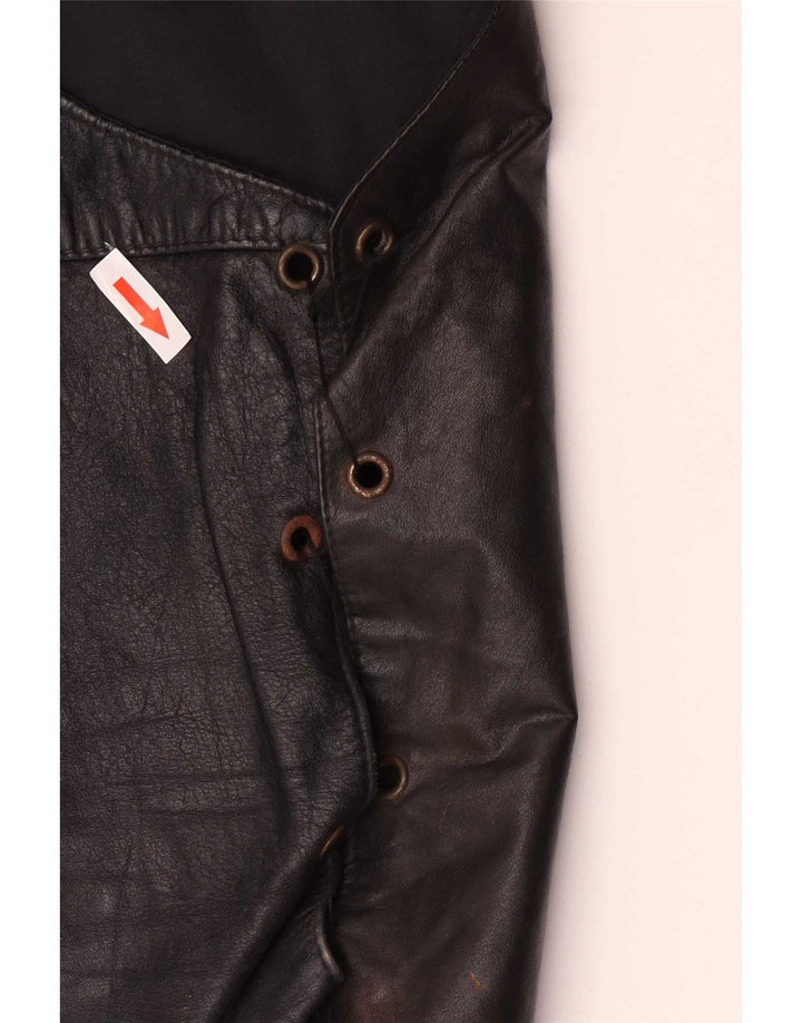 Vintage męska kamizelka skórzana mała czarna Biker