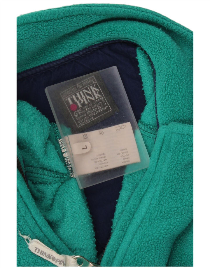 Think Pink Męski polarowy sweter z grafiką i zamkiem błyskawicznym, duży, zielony poliester