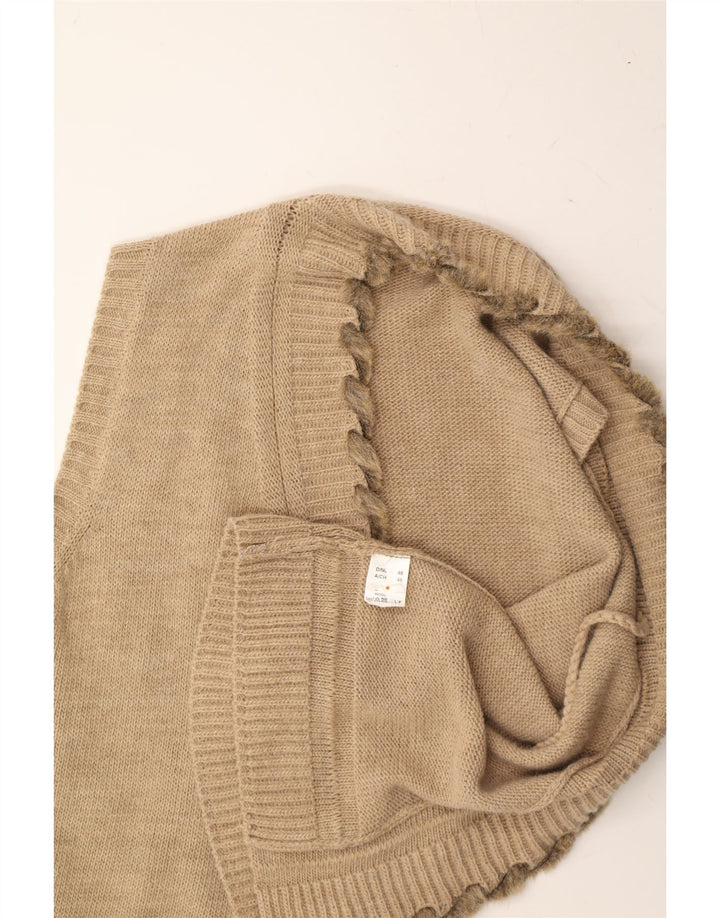 VINTAGE Womens Sleeveless Open Cardigan Sweater IT 46 Large Beige Wool Vintage Vintage and Second-Hand Vintage from Messina Hembry 