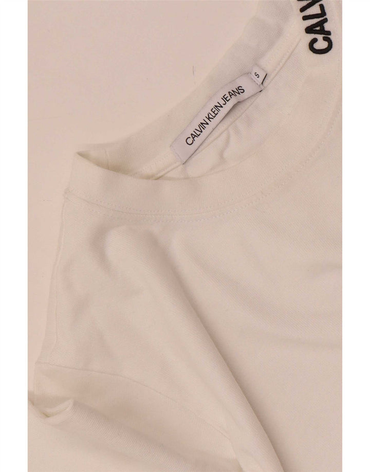 Top damski Calvin Klein Jeans z długim rękawem, UK 10, mały, biały