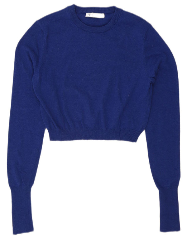 Sweter damski Zara z okrągłym dekoltem, UK 12, średni niebieski