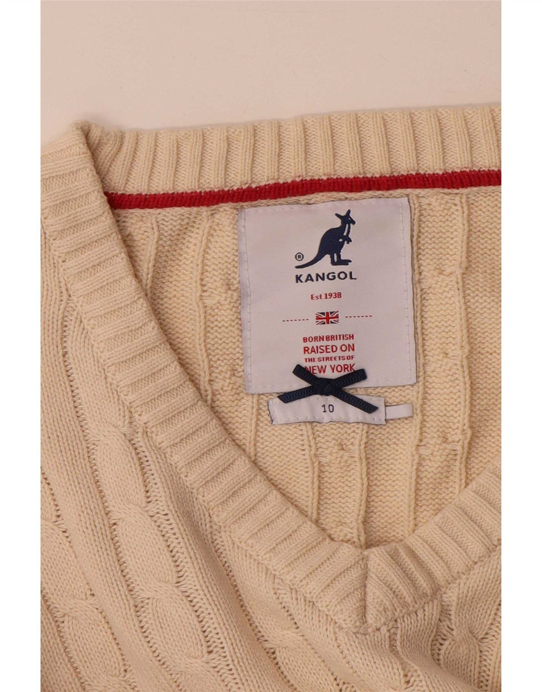 Sweter damski Kangol z dekoltem w kształcie litery V, UK 10, mały beż